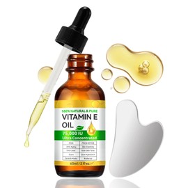 Vitamin E Öl - Vitamin E Öl Bio für Kosmetik - Vitamin E Oil für Haut, Gesicht, Haare, Kopfhaut, Nägel und Narben - Natürliches & Reines Körperöl with Gua Sha, feuchtigkeitsspendend straffend