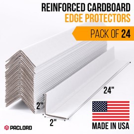 Paclord 24" x 2" x 2" Reinforced Cardboard Edge Protectors, White (Pack of 24) – 0.12" Thick Medium-Duty Cardboard Corner Protectors for Shipping – American Quality V-Board Pallet Edge Protectors