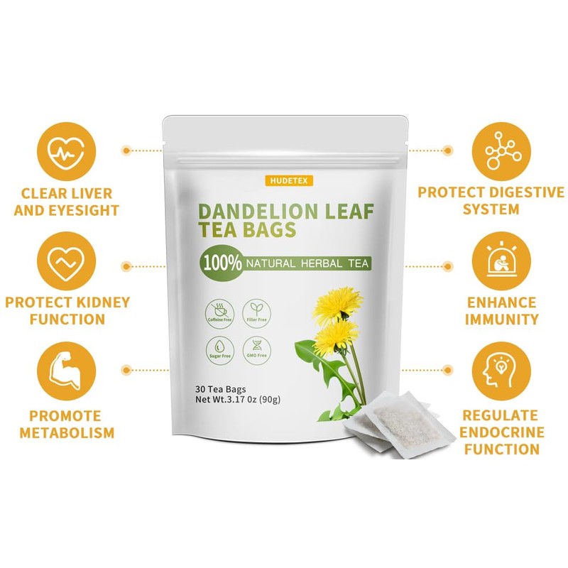 Dandelion Leaf & Root Tea Bags Organic, Roasted Dandelion Root