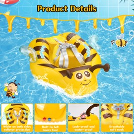 YOOHBERRYS Schwimmring Baby mit Abnehmbarem Sonnendach, Baby Schwimmhilfe mit UPF50+ UV-Schutz, Schwimmreifen Lustiges Wasserspielzeug, Aufgerüsteter Schwimmring für ab 6-24 Monate