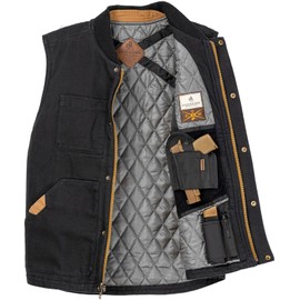 Legendary Whitetails Men's Carry Outerwear, Canvas Cross Trail Conceal CCW Holster Insulated Tactical Vest, Onyx, Medium