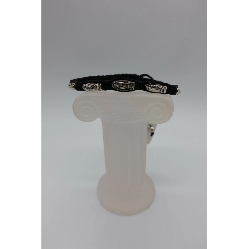 Rainbow St Benedict fig black string macrame adjustable bracelet