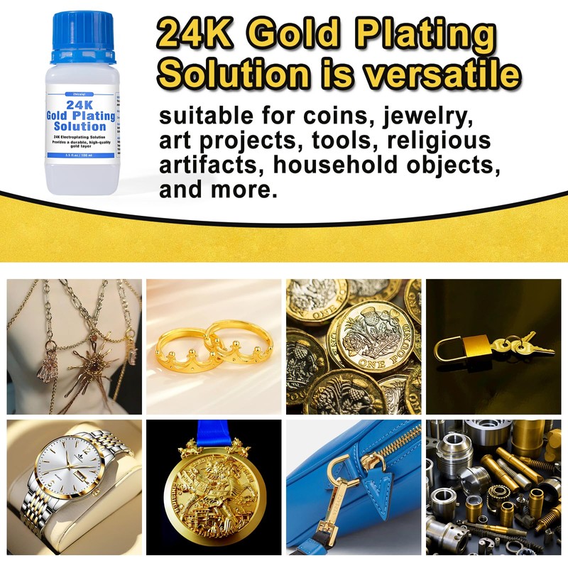 24K Gold Plating Solution - Intended for Bath Electroplating Equipment