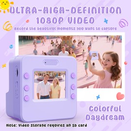 Yidoroye Kids Instant Print Camera, Gifts for 3-10 Year Old Girls Birthday Presents 1080P Video & 32GB SD 2.4'' HD Screen Instant Camera for Kids Toys for 3 4 5 6 7 8 9 10 11 Year Old Girl Gifts Xmas