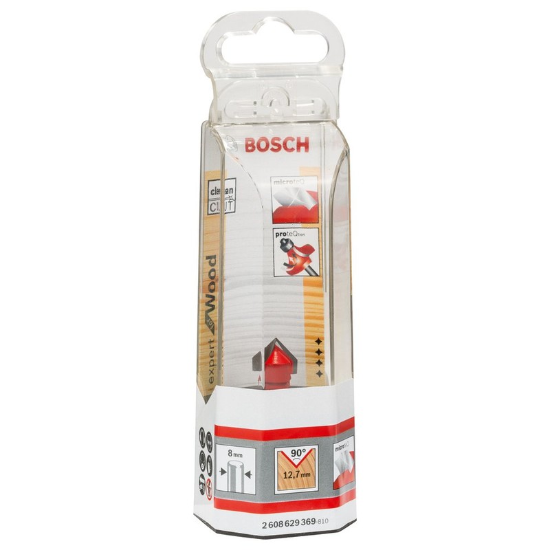 Bosch 2608629369 V-Grooving Cutter 12,7x10x8mm, Red/Silver