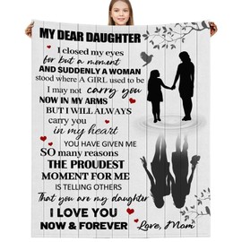 Daughter Gifts from Mom, 50x60 Inch Blanket Gifts for Daughter Cozy Throw Blankets to My Daughter Birthday Gifts Christmas Day Graduation Gifts for Daughter from Mom