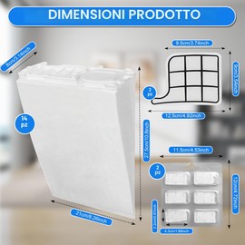 14 Pezzi Sacchetti Sacchi per Vorwerk Kobold VK135 VK136, Sacchetti Filtro Multistrato antiperdita Accessori Completi Dotati di 2 filtri HEPA e 2 Dischi profumati rinfrescanti