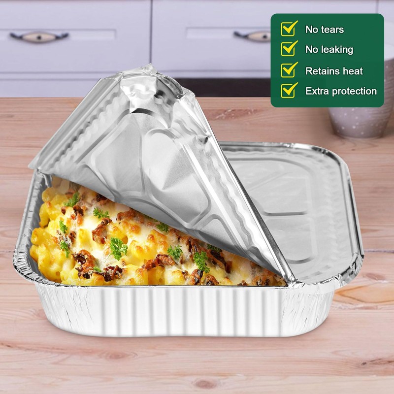 8x8 Inch Disposable Aluminum Foil Pans with Lids (15 Pack)
