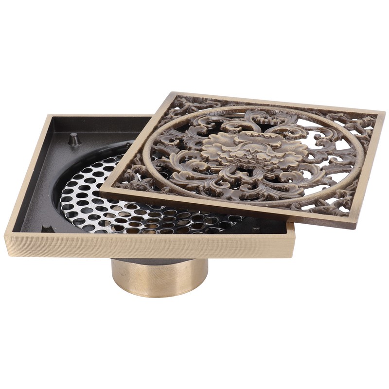 10x10cm Floor Drain Antique Copper Anti Odor Bathroom Floor Drainer