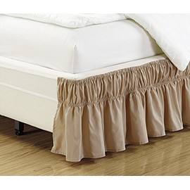 Elastic Bed Skirt 14" Drop Easy On/Easy Off Dust Ruffled Solid New (Taupe, Twin-Full)