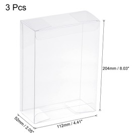 MECCANIXITY Plastic Retail Boxes 2"x4.4"x8" (52x112x204 mm) Gift Box with Protecting Film for Candy, Cookies, Christmas, Wedding, Party Wrapping Clear Pack of 3