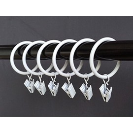 T-Juan MM (1.5") 1.5 Inches Smooth Metal Curtain Rings with Clips (28, White)