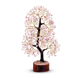 Saburial Rose Quartz Tree, Gemstone Tree of Life Decor, Crystals and Stones, Birthday Gifts for Women, Crystals for Home, Pink Desk Decor, Feng Shui, for Women