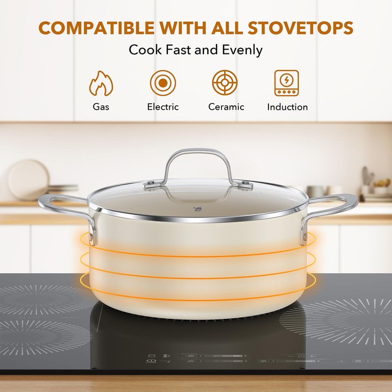 PekGema Ceramic Pots and Pans Set, 11 Pcs Cookware Set
