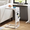 TUTOTAK C Shaped End Table with Charging Station, Side Table