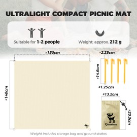 Qunature Portable Camping & Floor Rug Picnic Mat Waterproof, Moisture-Resistant for Adults, Kids, Beach, Park & Outdoor Camping Blanket
