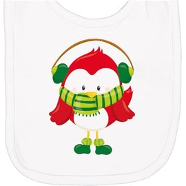 inktastic Winter Bird, Red Bird, Bird with Scarf, Ear Muffs Newborn Bib White 4468c