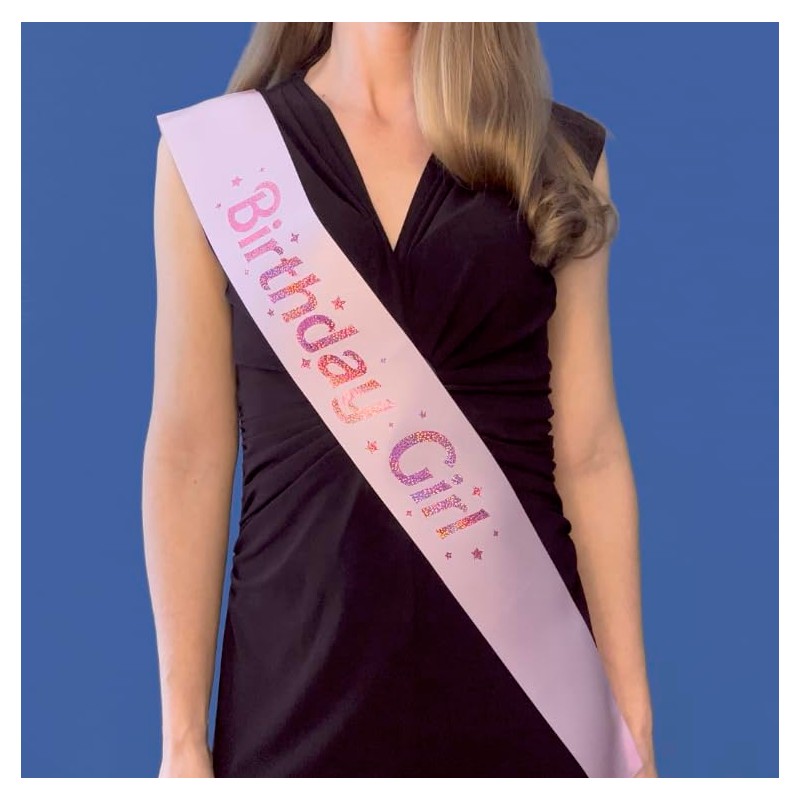 Shimmer Anna Shine Birthday Sash, Light Pink, One Size