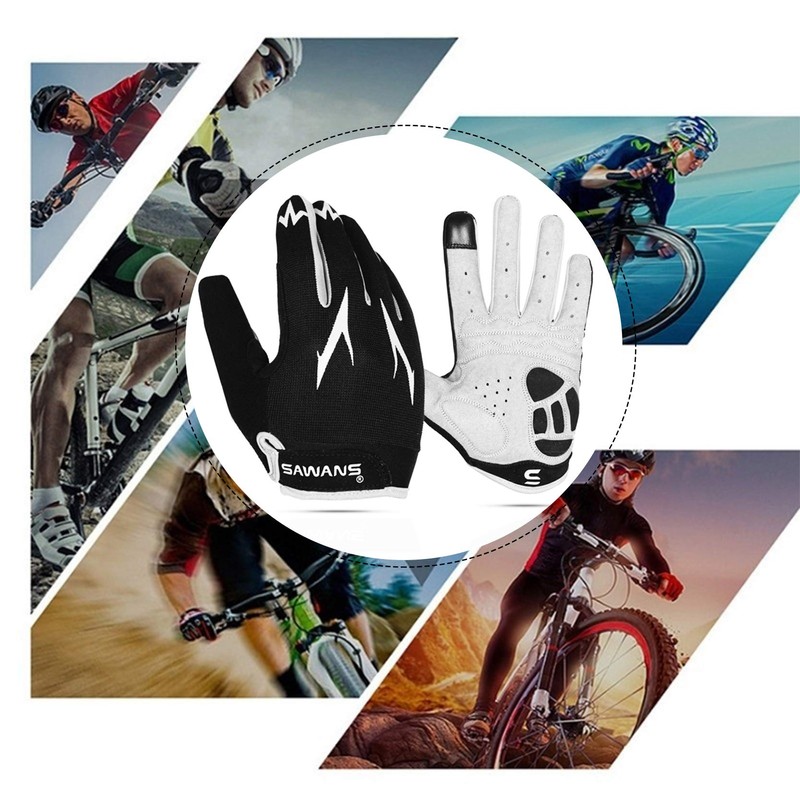SAWANS Cycling Gloves Full Finger Mountain Bike Gloves Padded Breathable