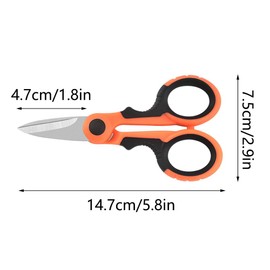 1Pcs Red Electrician Scissors, Non Slip Serrated Edge Scissors with Heavy Duty Stainless Steel Sharp Blades, Fishing Line Scissors for Fishing Trimming