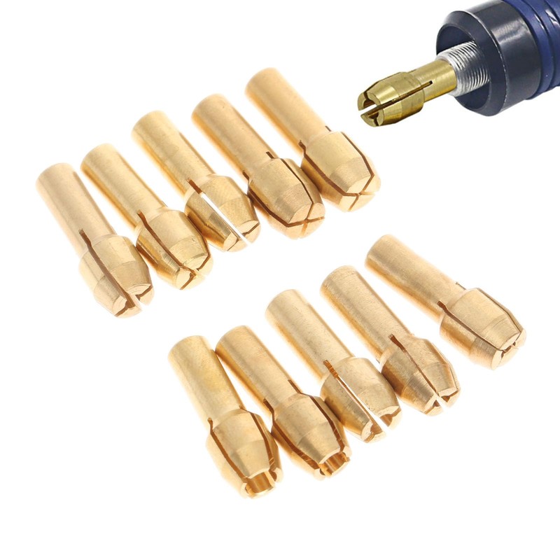 dophee 10Pcs 0.5-3.2mm Brass Collet Nut Adapter, Shank Dia 4.3mm