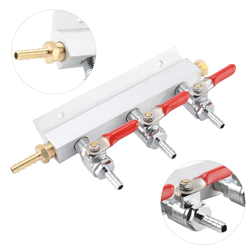 3 Way CO2 Gas Distribution Manifold Beer Dispensing Barrel Dispenser