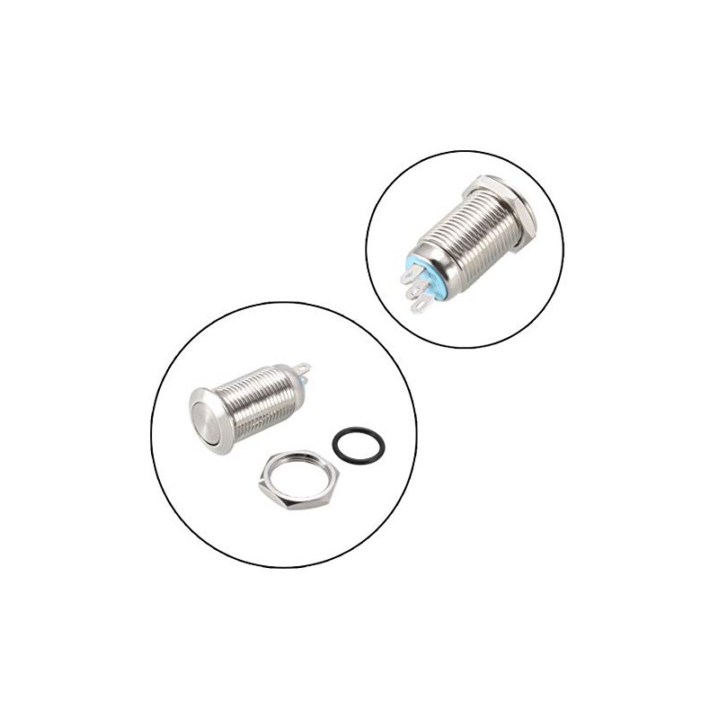 uxcell Momentary Metal Push Button Switch 10mm Mounting Dia 1NO