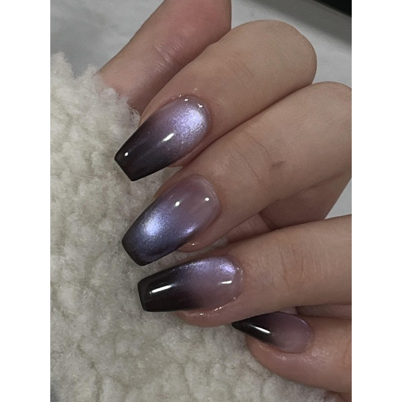 Purple Aurora handmade nail tips - Coffin Egg / 퍼플
