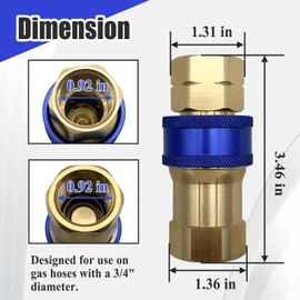 Ebrmeiwo A75 Quick Disconnect Fitting, 3/4 Inch, Automatic Thermal Shutoff, Connect Gas Appliance, (2 Parts)