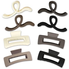 8pcs Matte Hair Clips 4.33 Inch Hair Claw Clips Medium Women And Girls Hair Clips Versatile Commuter Rectangular Claw Clips Hairstyle Accessories Suitable For Women'S Thin And Medium Thick Curly Hair