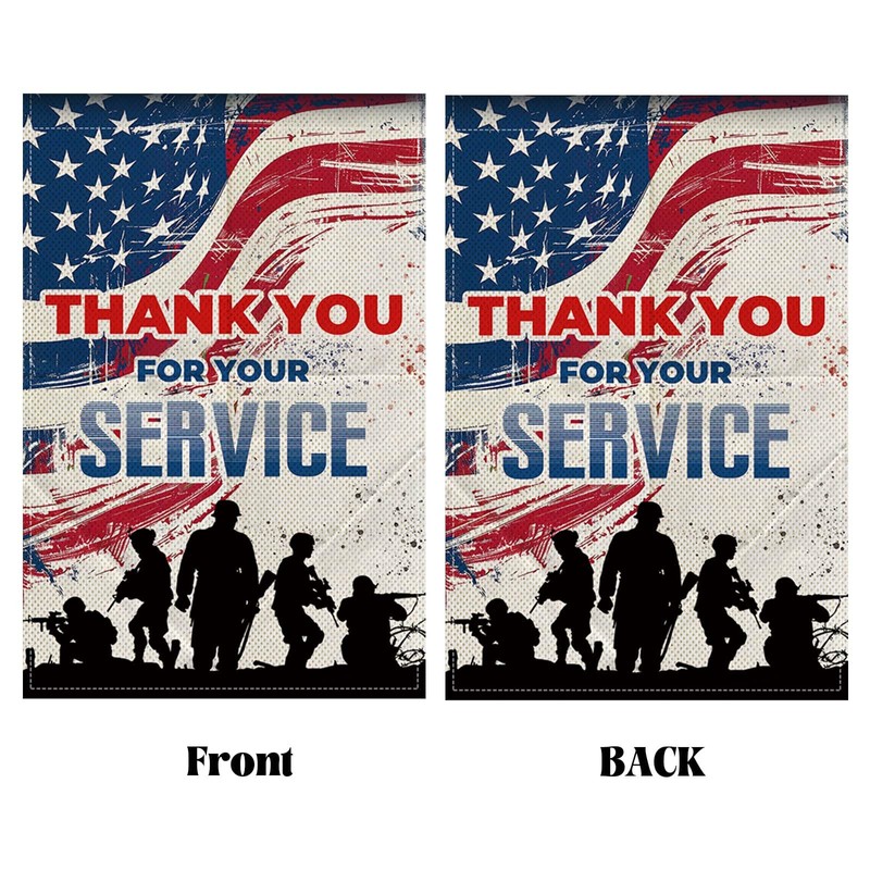 Thank You for Your Service Garden Flag Patriotic Banner 12X18'
