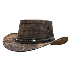 Sidewinder Crushable Cowboy Hat for Men Women Lightweight Handcrafted Western Shapeable Outback Hat Wide Brim Durable Cowgirl Brown