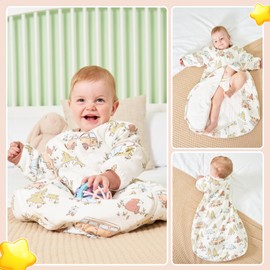 ikaufen Baby Sleep Sack 100% Cotton Smart Thermostatic Stay Snug Swaddle Transition Sleeping Bag 1.0 TOG 3-12Months(S)