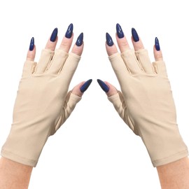 ManiGlovz - The Original UPF 50+ UV Light Protective Nail Gloves | Gel Manicure Gloves and Anti UV Fingerless Gloves for Women | Can be Used as Sun Protection Gloves for Driving | Nude