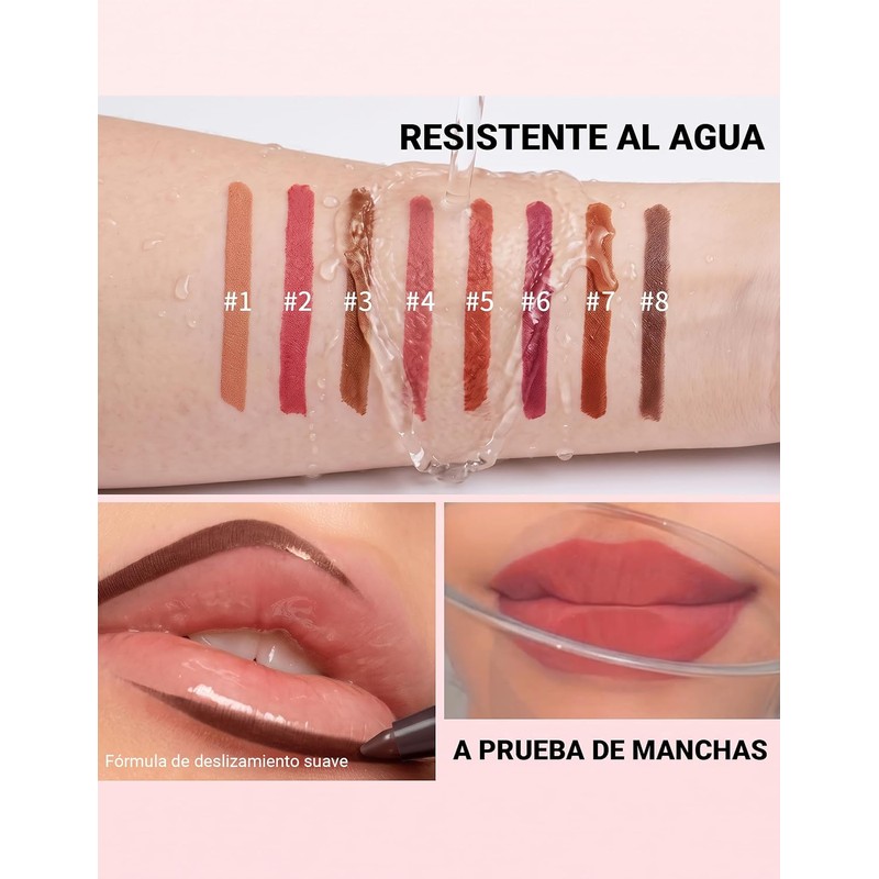 Erinde Lápiz Delineador de Labios en tono Crema Mate,Larga Duración,#03