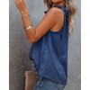 BTFBM Women Sleeveless Tie Mock Neck Summer Tops Loose Casual
