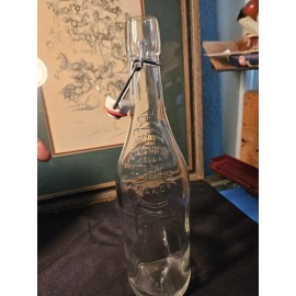Vintage Geyer Freres Maison Fondee 1895 Glass Bottle Wire Bale Swingtop