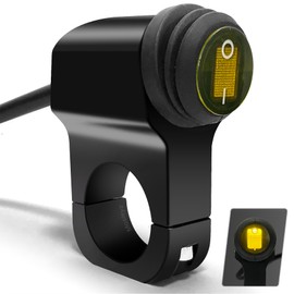 Interruptor de luz ATV de 12 V, impermeable, interruptor de luz de motocicleta, interruptor de palanca de aleación de aluminio CNC, para motocicleta, ATV, UTV, se adapta a manubrio de 7/8 pulgadas (22 mm), color amarillo, 1 pieza