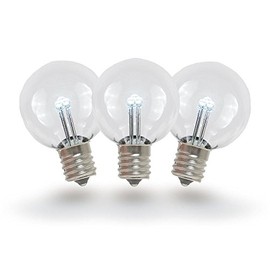 Novelty Lights 25 Pack G30 LED Outdoor Patio Party Christmas Globe Replacement Bulbs, Pure White, 3 LED's Per Bulb, Energy Efficient