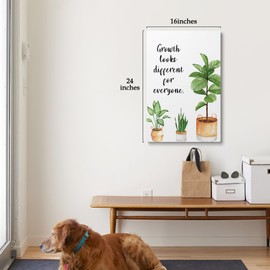XWELLDAN Growth Looks Different for Everyone Mental Health Growth Mindset Wall Art Canvas Prints, Potted Plant Wall Art Decor for Classroom Therapy Office School Counseling Office, 16 x 24 Inch,