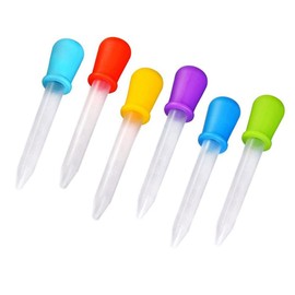 Color Random Children Dropper with Scale, Washable Reusable Infant Droppers Detachable Dispenser Pipette for Travelling, 6PCS & color random