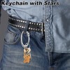 Silver Zinc Alloy Double Star Push Button Large Keychain, Cute