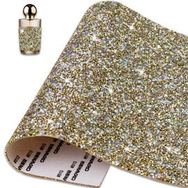 9.4×7.9 Inch Self Adhesive Rhinestones Sheets, Champagne Gold AB