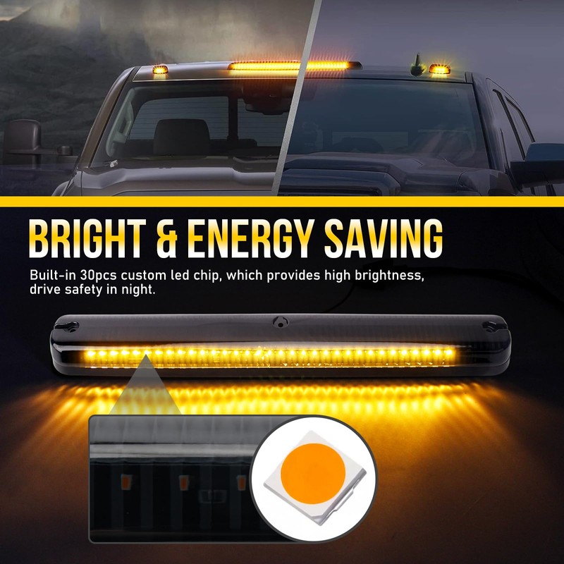 OPP ULITE Silverado Cab Lights Amber 30 Led, Smoke Cover