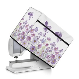 Hresuewn Sewing Machine Cover with Top Handle,Sewing Machine Cover Dust CoverCompatible with Most Standard Sewing Machine with Pockets Butterfly Flowers