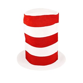 Adults Striped Cat In The Hat Fancy Dress World Book Day Character Dr Suess Hat