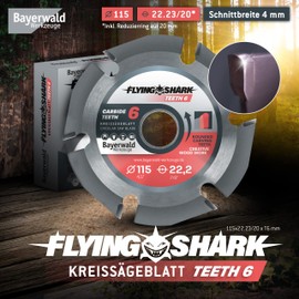 Bayerwald Flying Shark Diameter 115 mm (6 Teeth) Wood Saw Blade - Carving, Debarking - Ideal for Power Carving
