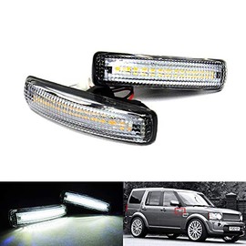 RZG 2x Clear Lens Side Indicator White LED Marker Repeater Light For LR Freelander 2 Discovery Series 3 4 RR Sport