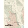 California 14ers Checklist Map 18x24 Poster (Tan)