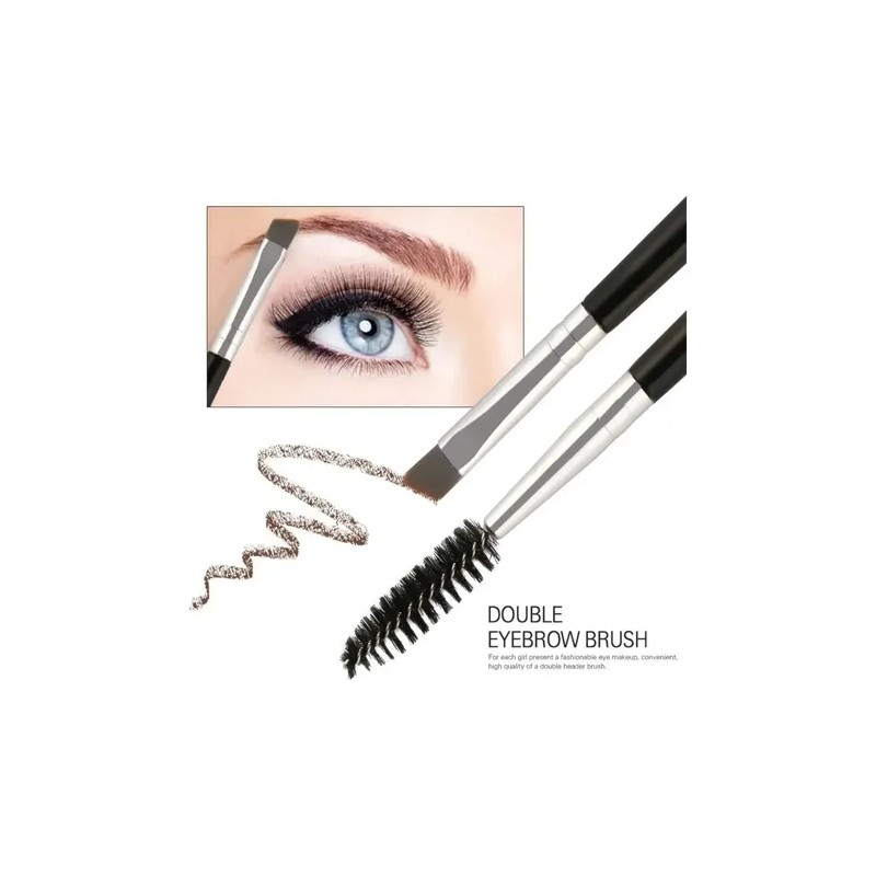 Brocha Doble Para Ceja Cepillo Pestañas 2 Cabezas Maquillaje